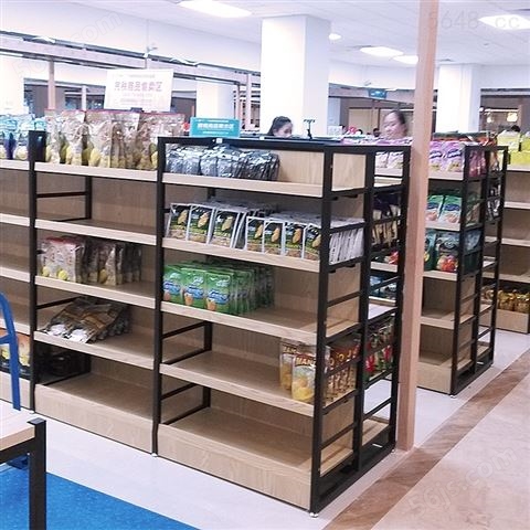 中岛货架超市钢木展示货架